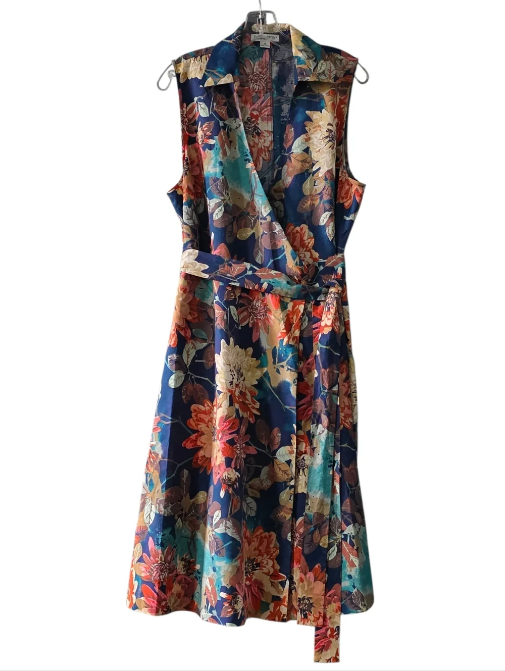 Pendleton Floral Wrap Midi Dress with Multi-Color Blooms Size 18 - Picture 3 of 7